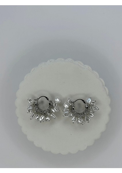 Çoklu Beyaz Taşlı Silver Küpe fiyatları