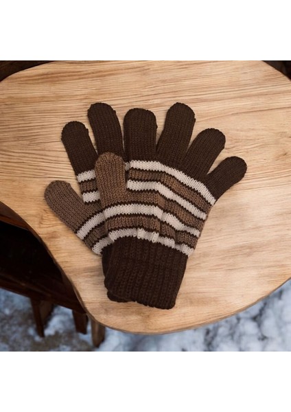 Kışlık Erkek Çocuk Eldiveni Kahverengi 4-8 Yaş