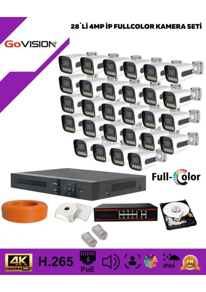 Go Vision 28'li Güvenlik 4mp Ip Kamera Seti