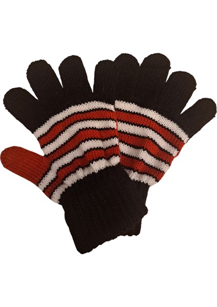 Kışlık Erkek Çocuk Eldiveni Kırmızı Siyah 4-8 Yaş