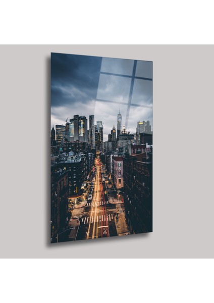 Şehrin Işıkları Manzara - Cam Tablo - DEG0125 fiyatları