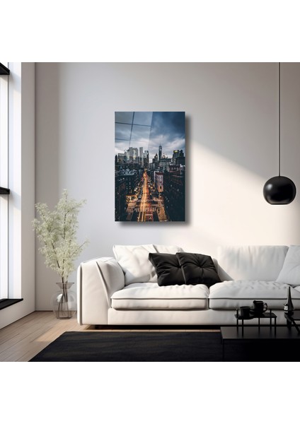 Şehrin Işıkları Manzara - Cam Tablo - DEG0125 modelleri