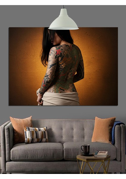 Sırtı Döndü Kadın Portresi Dekoratif Kanvas - Mdf Ahşap Tablo