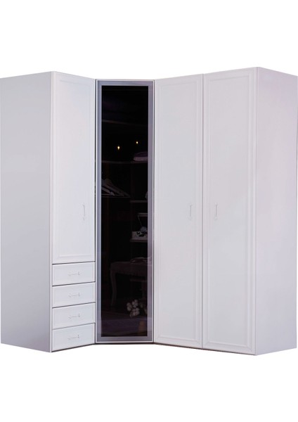 Pamira 4 Kapaklı 4 Çekmeceli Köşeli Gardırop
