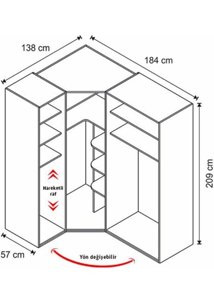 Pamira 4 Kapaklı 4 Çekmeceli Köşeli Gardırop indirimleri