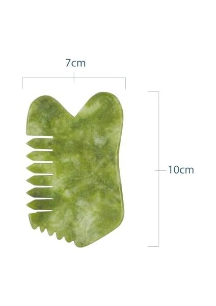 Seay Çok Amaçlı Yeşim Masaj Taşı Gua Sha 3 Farklı Masaj Aleti ve Tarak Stone