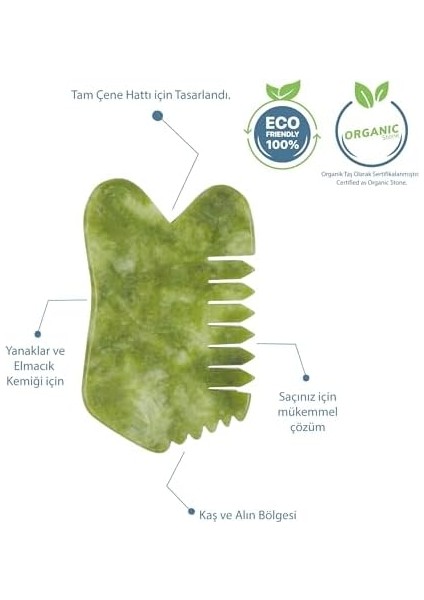 Seay Çok Amaçlı Yeşim Masaj Taşı Gua Sha 3 Farklı Masaj Aleti ve Tarak Stone modelleri
