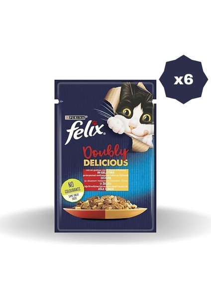 Kedi Yaş Mama Çifte Lezzet Sığır Tavuklu 85 gr - (6 Adet)