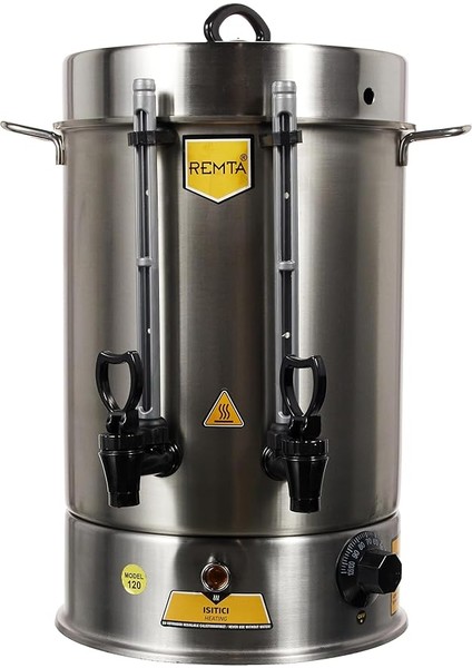 R13 Standart Çay Makinesi, 120 Bardak, Gümüş Rengi, 2000 W, Paslanmaz Çelik Tüp Rezistans