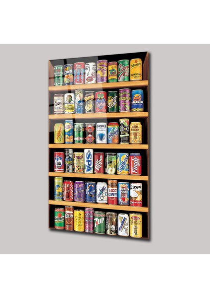 Vintage Içecek Kutuları - Cam Tablo - DEG0087