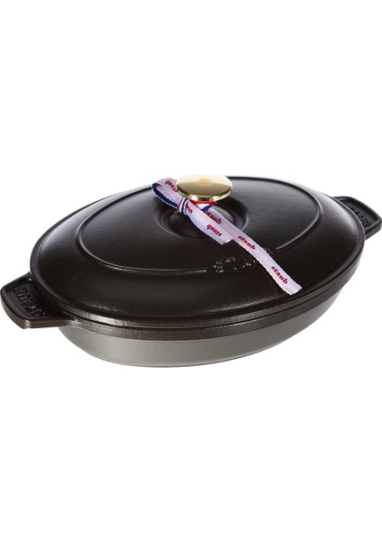 La Cocotte Kapaklı Döküm Servis Tabağı,döküm Demir,siyah