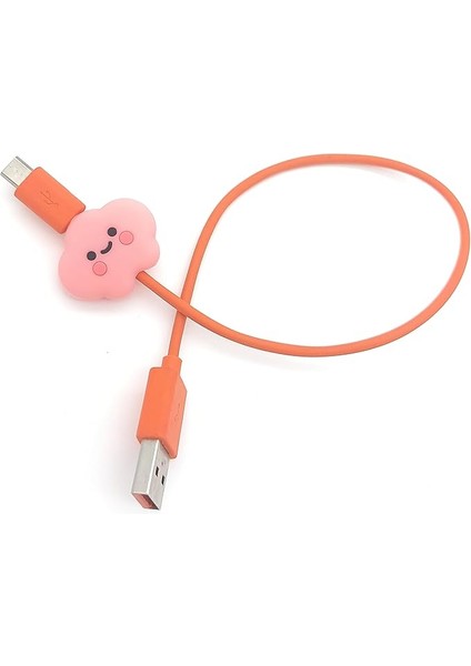Şarj Kablosu Kablo Ucu Koruyucu Koruma Kaplama Figür Pink Cloud