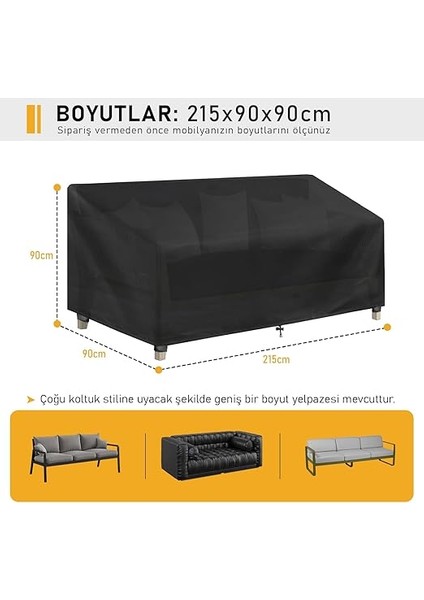 Çift Kişilik Bahçe Koltuk Örtüsü, Koruma Kılıfı, Su Geçirmez Açık Hava Bahçe Mobilya Kılıfları, Dış Mekan Sandalye Kılıfı Örtü Branda, Ağır Hizmet Tipi, 215-90-90CM - Siyah fiyatları
