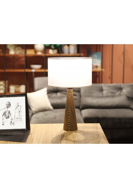 Ilgin Abajur Ahşap Krem