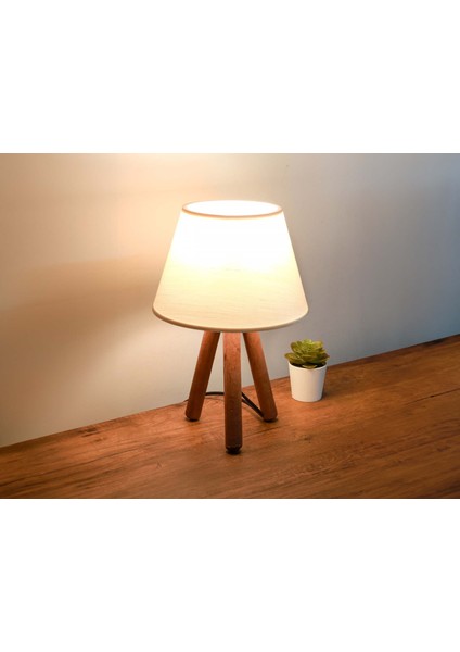 Jarin Abajur Ahşap Krem