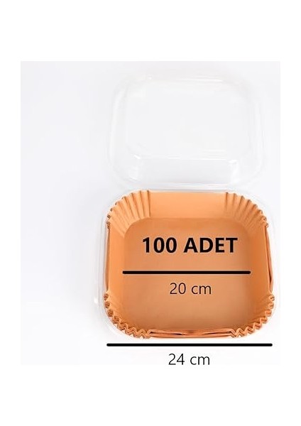 Fryer Pişirme Kağıdı, Hava Fritözü Kağıdı, Fırın Pişirme Kağıdı, Xl ve Xxl Uygun, Tarım Bakanlığı Onaylı, Kare Tabak, Koruma Tabağı ile Birlikte, 20X20+4,5 Cm, 100 Adet indirimleri