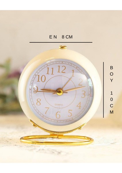 Masaüstü Alarmlı Saat Gövde Bej Taban Gold