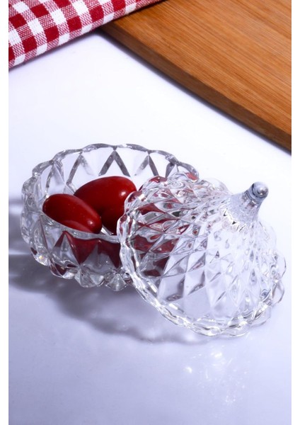 Diyarı Damla Şekilli Kesme Cam - Şekerlik - - Ikramlık Şeffaf
