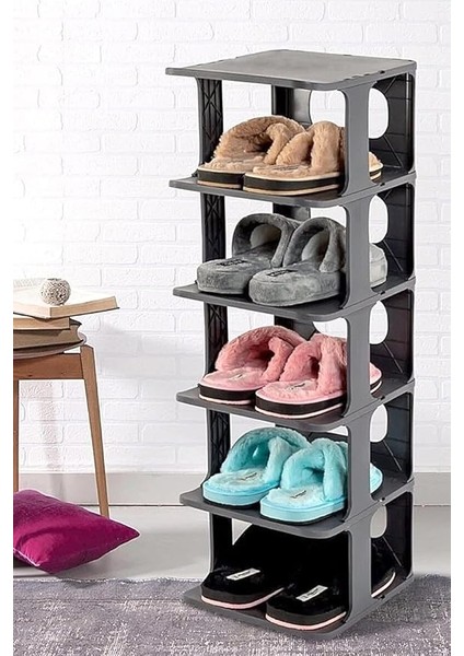 Home 5 Katlı Plastik Ayakkabılık Raf, Eklenebilir ve Büyütülebilir Düzenleyici Organizer, Kapı Önü ve Ev Içi Kullanım Için Ideal, Uzun Ömürlü ve Dayanıklı (Antrasit Gri) fiyatları