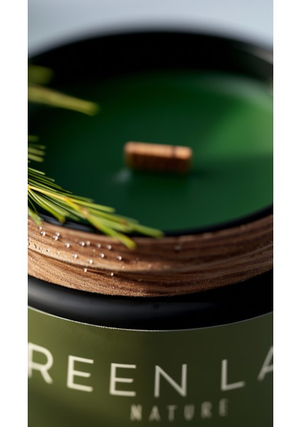 Green Land – Özel Tasarım Sedir Ağacı Kokulu Mum (250GR) Doğal Vegan Soya Wax | Ahşap Fitil | Özel Cam Kavanoz modelleri