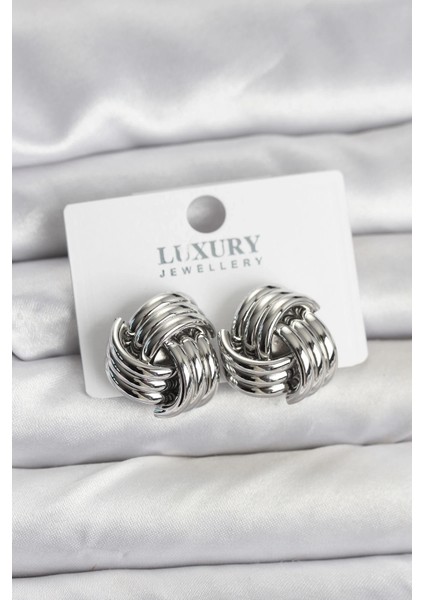 Bfs Pirinç Sarmal Gümüş Renk Kadın Küpe