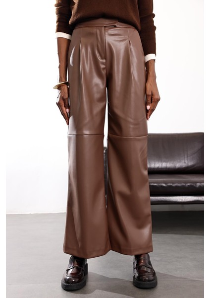 Taba Parçalı Deri Pantolon 17215 fırsatları