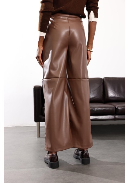 Taba Parçalı Deri Pantolon 17215