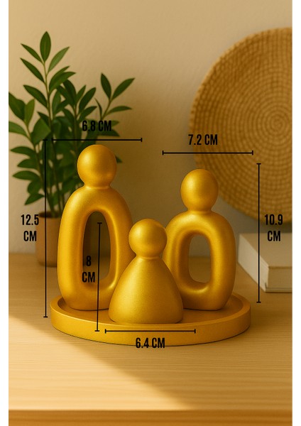 3’lü Gold Set Soyut Aile Figürü – Modern Dekoratif Heykel modelleri