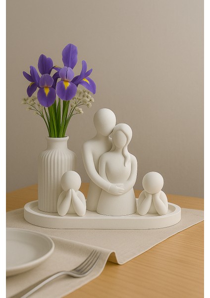 El Yapımı Aile Figürlü Dekoratif Set – Vazo, Sevgili ve Çocuk Figürleri (5 Parça) fiyatları