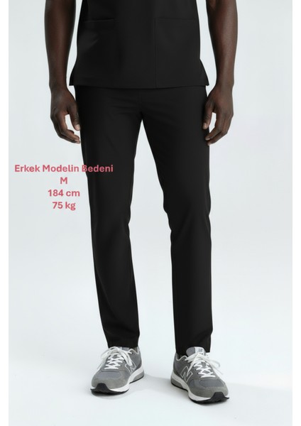 Siyah Likralı Boru Paça (Kalın Kumaş) Unisex Tek Alt Pantolon Doktor Hemşire Forması fiyatları