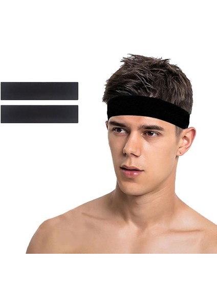 Saç Bandı 2li Sporcu Erkek Kafa Bandı Headband Tenis Gym Ter Bantı Fitness Saç Bantları Yoga Crossfit Bisiklet Koşu Canlı Iddia Yürüyüş Erkekler Süper Lig Penye Esnek Saç Bantı