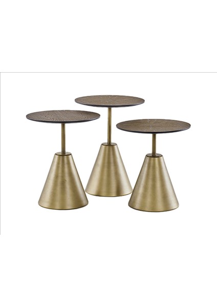 Rita 3'lü Gold Zigon Sehpa Ceviz modelleri