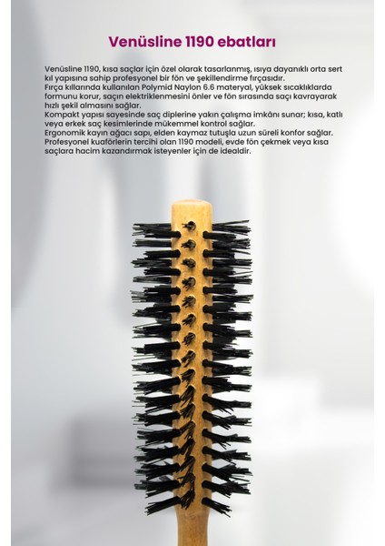 Venüsline Professional 1190 – Kısa Saçlar Orta Sert Kıllı - Fön ve Şekil Verme Fırçası indirimleri