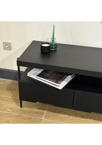 Harmonia Tv Sehpası Ahşap Çekmece Metal Ayak