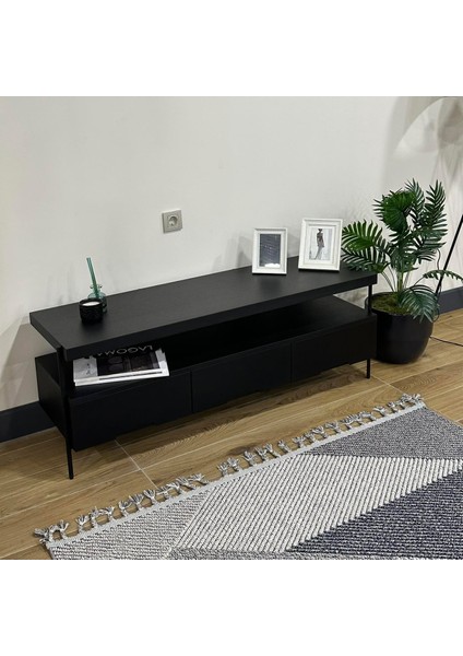Harmonia Tv Sehpası Ahşap Çekmece Metal Ayak