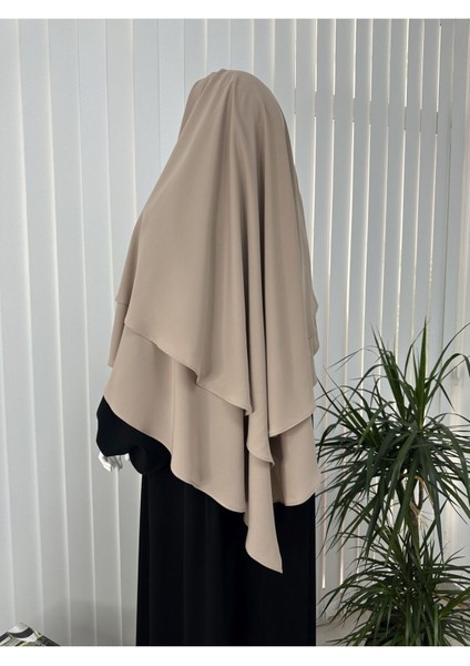 Iki Katlı Hazır Sufle Esarp Medine Ipegi Hac ve Umre Için Uygundur Bej Jilbab,abaya,hijab ) fırsatları