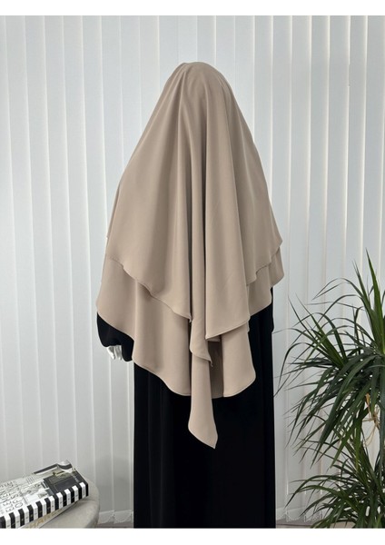 Iki Katlı Hazır Sufle Esarp Medine Ipegi Hac ve Umre Için Uygundur Bej Jilbab,abaya,hijab ) indirimleri