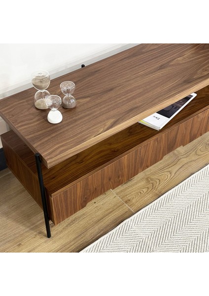 Harmonia Tv Sehpası Ahşap Çekmece Metal Ayak