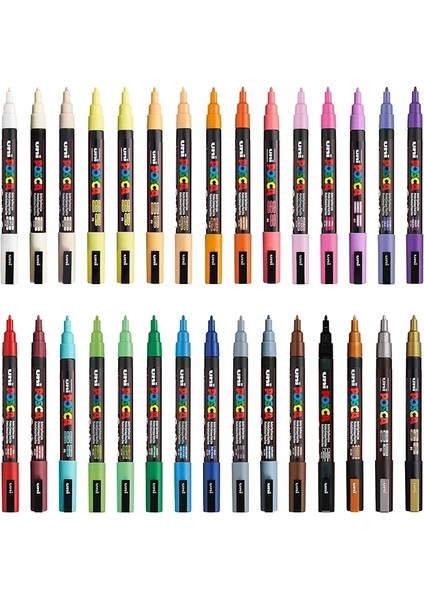 Posca Markör Kalem 3m Set 0.9-1.3 mm Keçe Uçlu (30'lu Set)