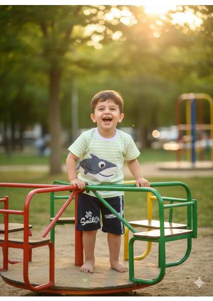 Erkek Bebek Şortlu Takım Köpek Balığı Aplikeli modelleri