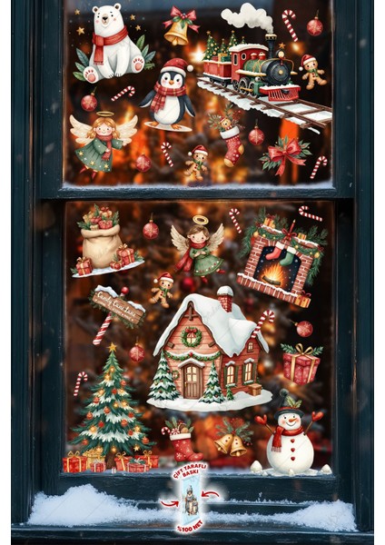 Christmas Yılbaşı Cam Sticker Seti 60+ Parça – Çift Taraflı Baskı, Suya Dayanıklı, Kar Tanesi & Noel Dekoru fırsatları