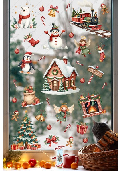 Christmas Yılbaşı Cam Sticker Seti 60+ Parça – Çift Taraflı Baskı, Suya Dayanıklı, Kar Tanesi & Noel Dekoru indirimleri