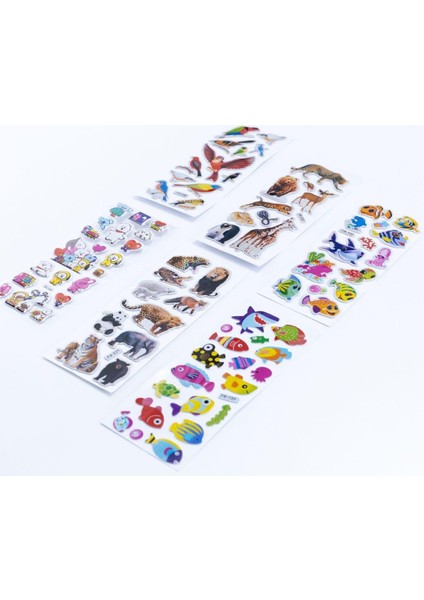 6 Adet Kabartmalı Yapışkan Hayvanlar Alemi