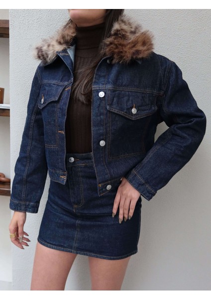 Denim Yakası Kürk Ceket fiyatları