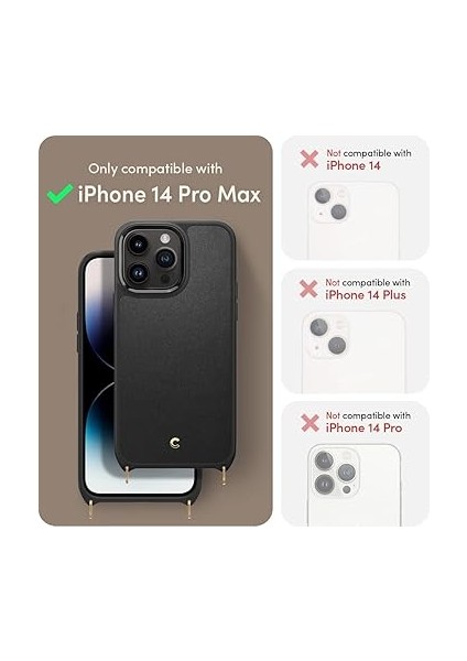 Ciel By Cyrıll iPhone 14 Pro Max ile Uyumlu Askılı Kılıf Classic Charm Mag Magsafe Özellikli Black - ACS04882 fiyatları