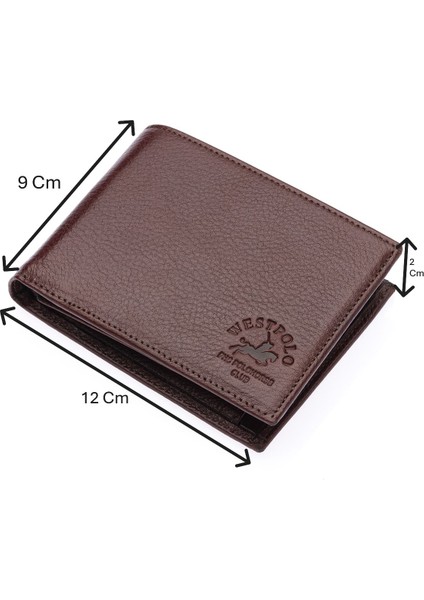 Vidar Hakiki Deri Kağıt Para ve Bozuk Para Bölmeli Erkek Cüzdanı - Kahverengi
