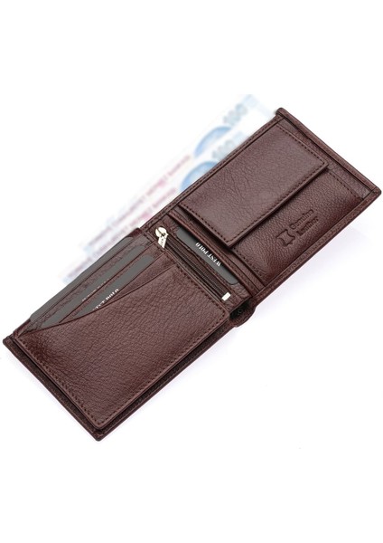 Vidar Hakiki Deri Kağıt Para ve Bozuk Para Bölmeli Erkek Cüzdanı - Kahverengi modelleri