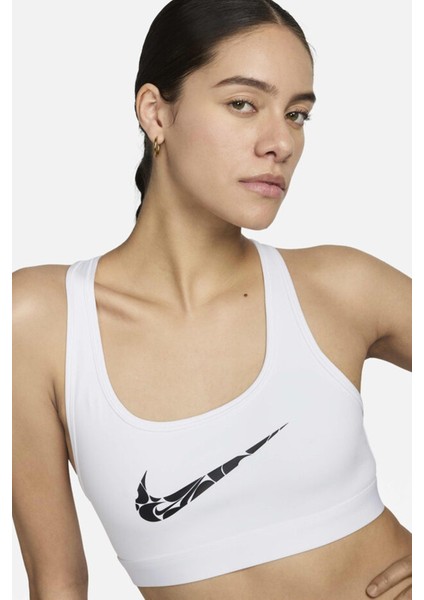 Dri-Fit Swoosh Graphic Light Support Bra Kadın Spor Bra Beyaz