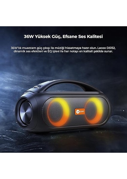 DS152 36W Kablosuz Bluetooth 5.1 Hoparlör - Rgb Aydınlatmalı Ipx5 Suya Dayanıklı Bt/aux/usb Girişli Tws Stereo Boombox Taşınabilir Hoparlör fiyatları