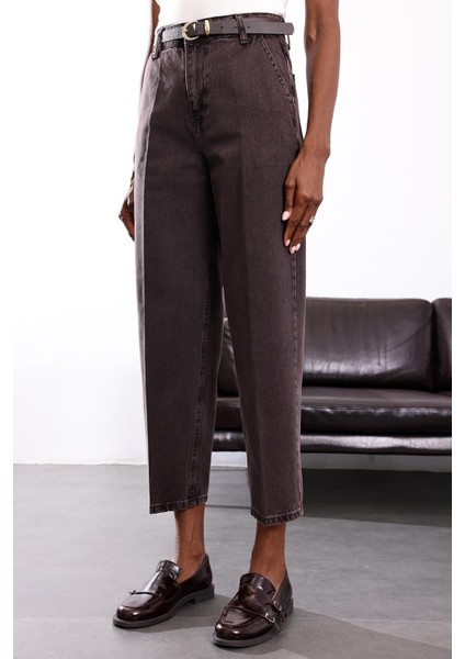 Acı Kahve Yüksek Bel Baggy Jean RM3004 fırsatları